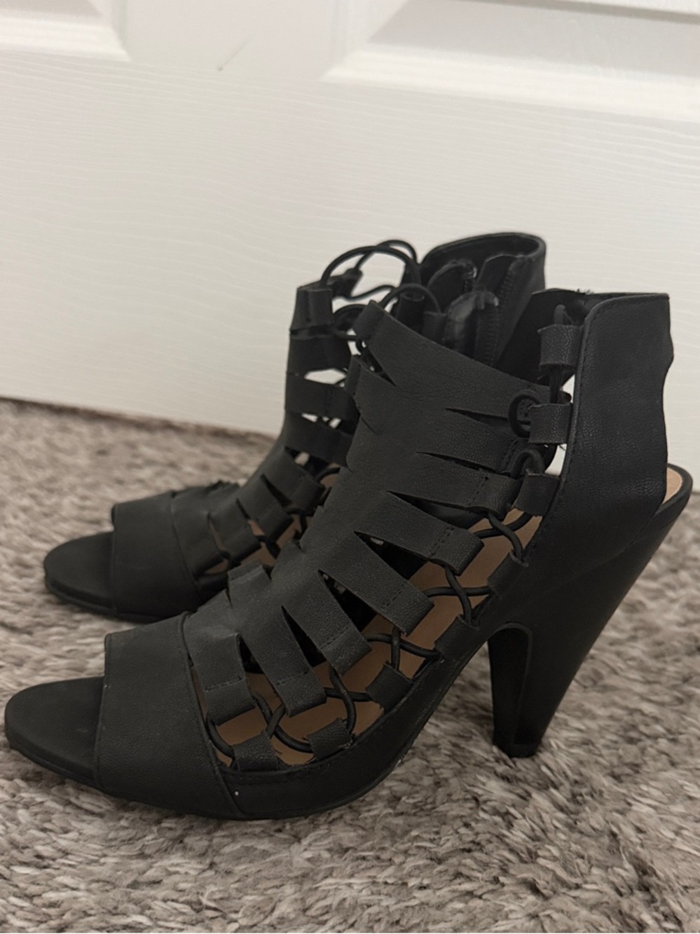 Women’s Black Strappy High Heel Sandals